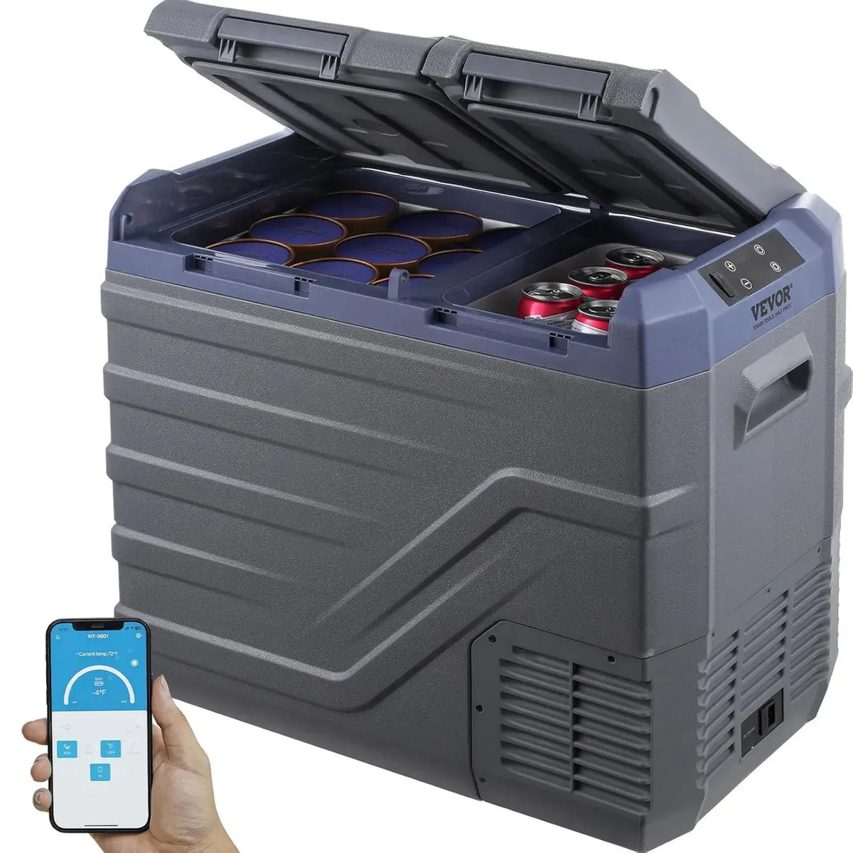 VEVOR Frigorifero Portatile Auto 40L Doppia Zona, -20~20°C, 12/24V DC e 100-240V AC per Camper