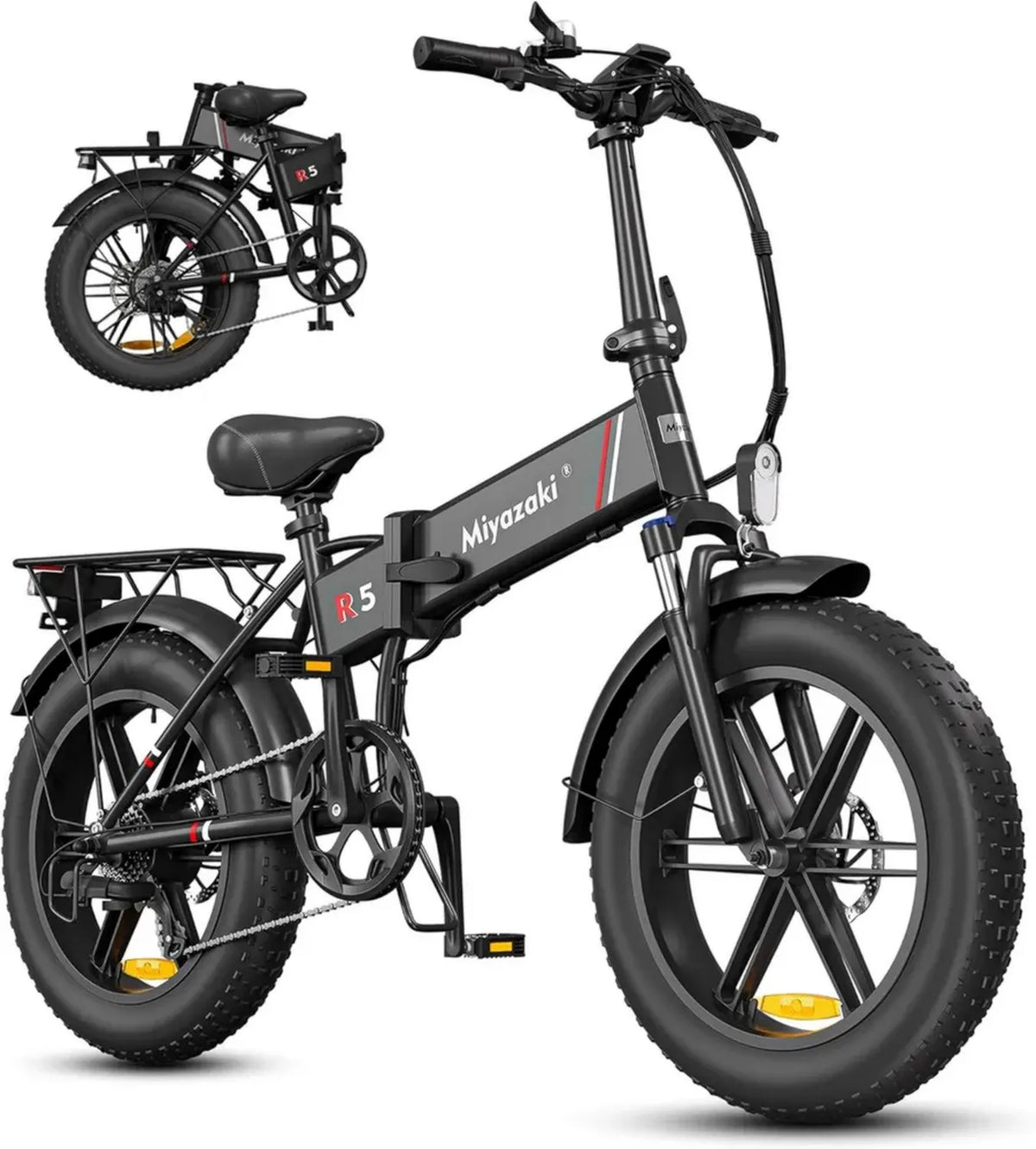 Bicicletta Elettrica Pieghevole Miyazaki per Adulti con Batteria Rimovibile e Motore Brushless