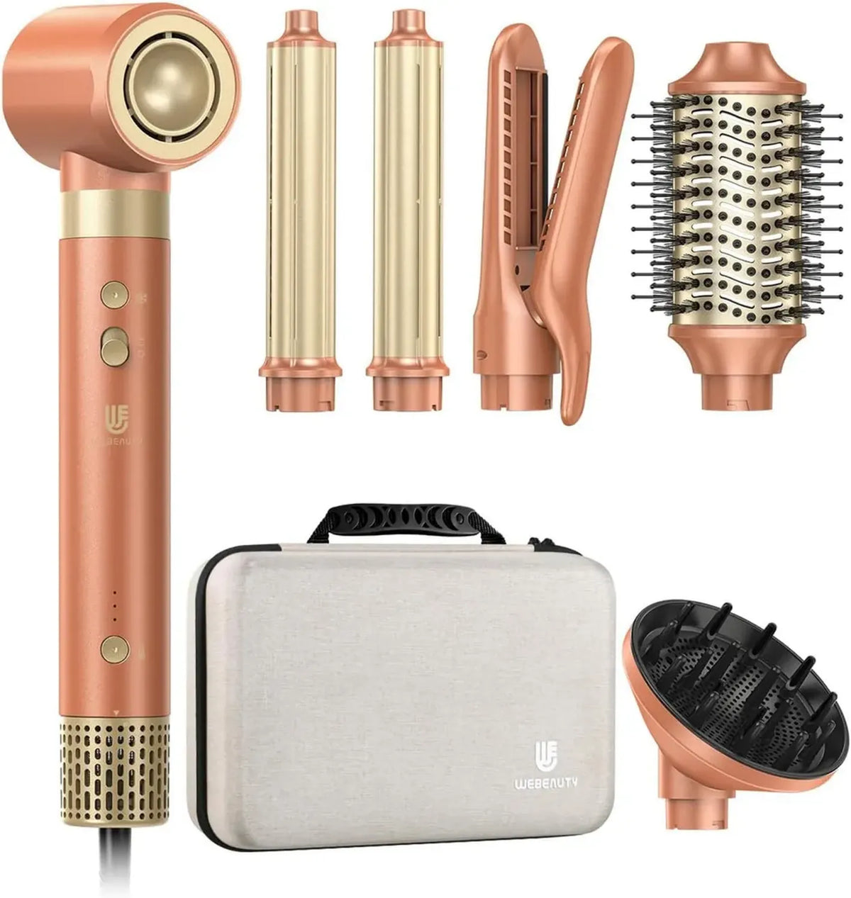 WeBeauty Asciugacapelli Multifunzione 7 in 1 con Ioni Negativi e Accessori