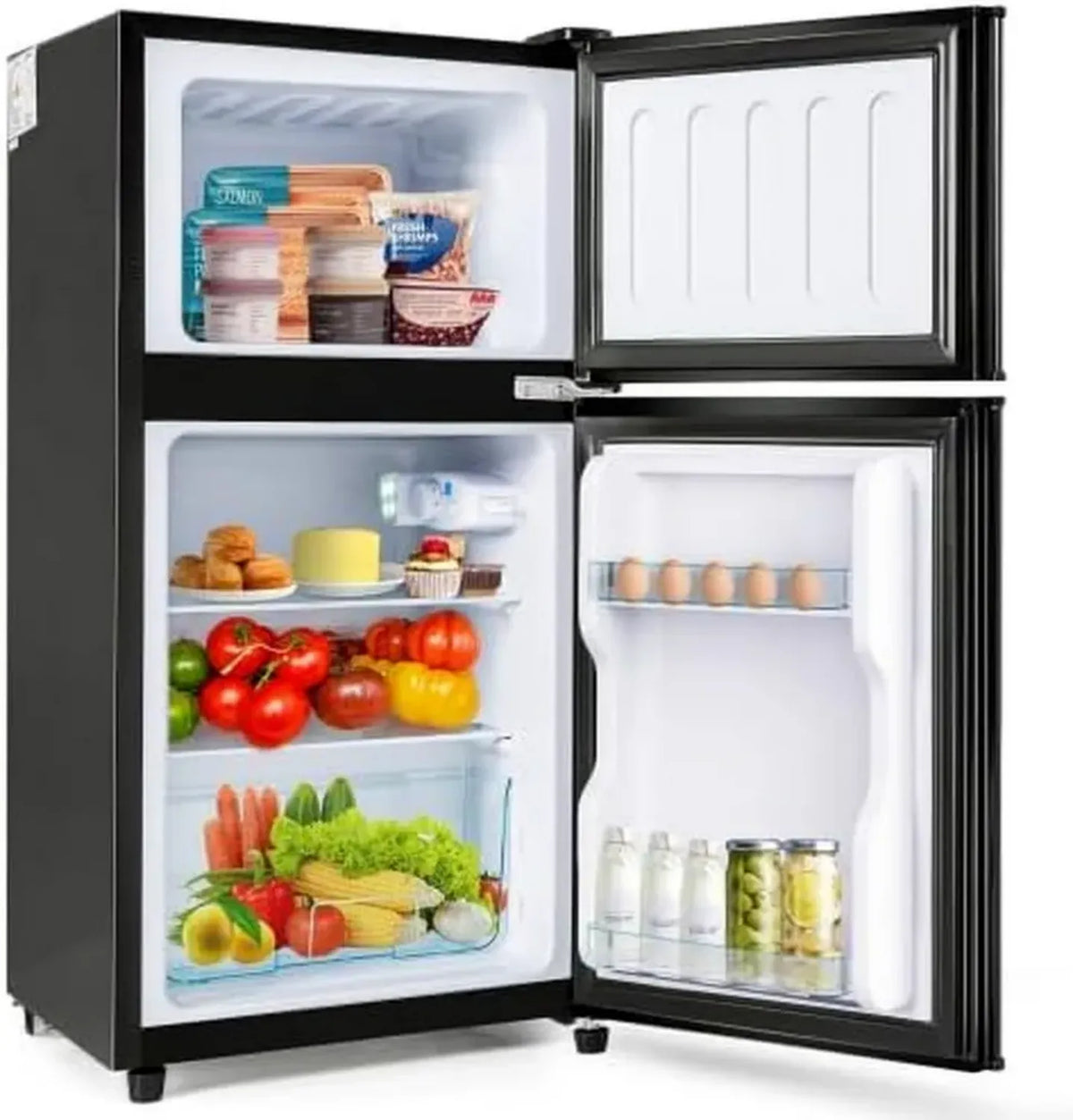 Mini Frigorifero Retrò Merax con Congelatore, 60L, 7 Livelli di Temperatura, Efficienza Energetica Classe E, Luce LED
