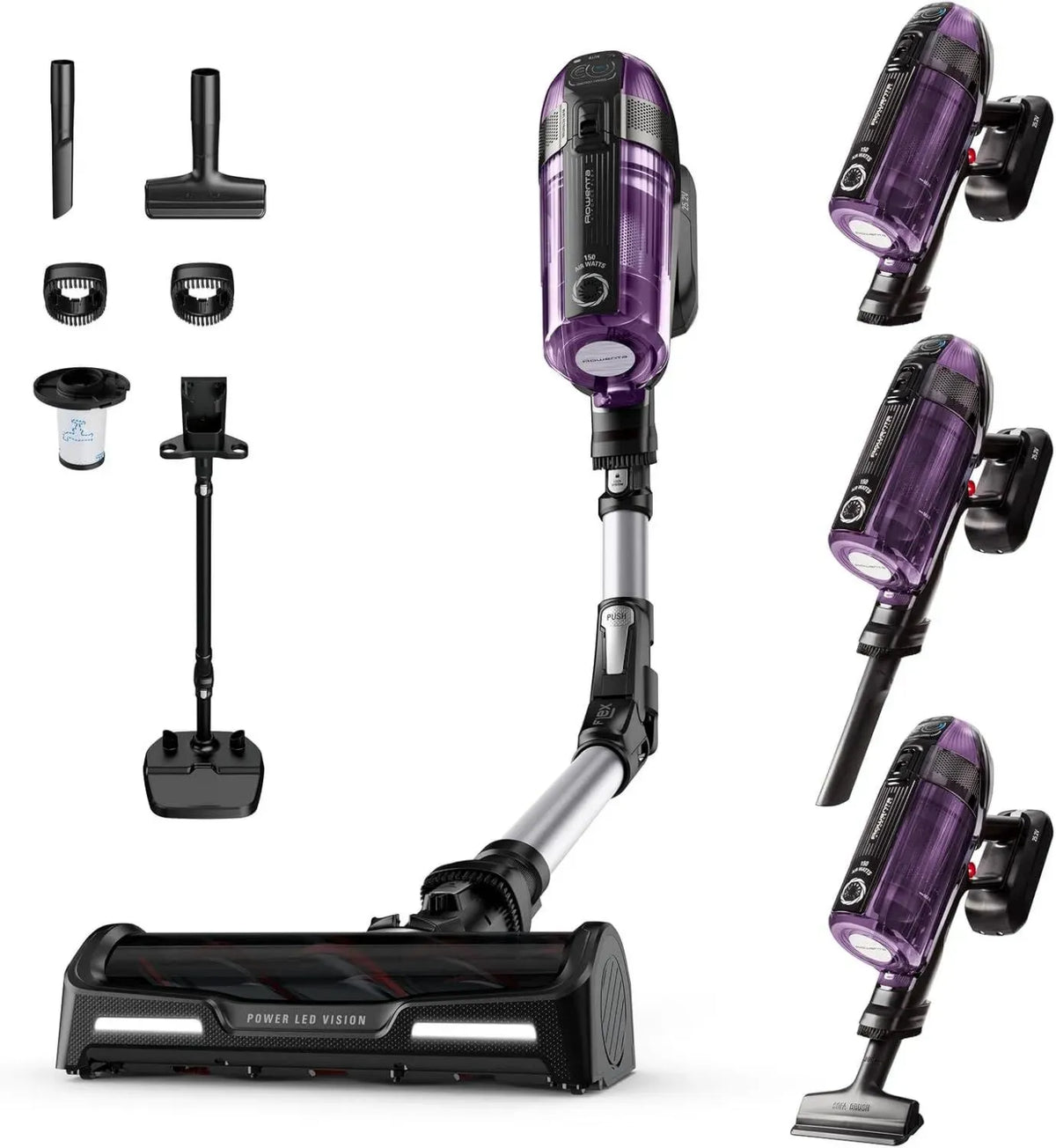 Rowenta X-Force Flex 12.60 Scopa Elettrica Senza Fili, 150W di Potenza, 45 Minuti di Autonomia, Batteria Rimovibile, LED e Caricatore Verticale