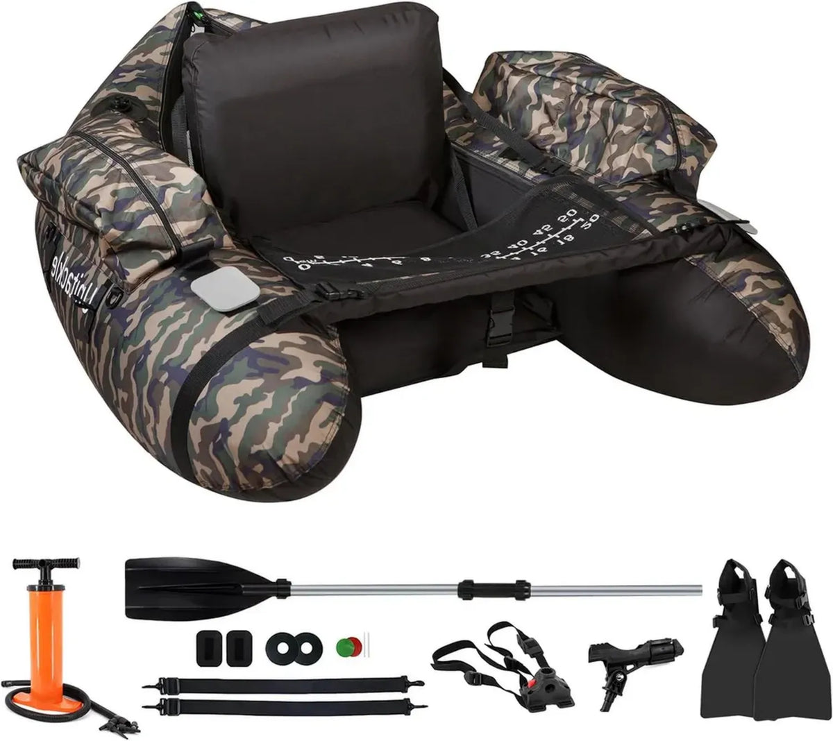 Set galleggiante gonfiabile per pesca con accessori completi, capacità 130 kg