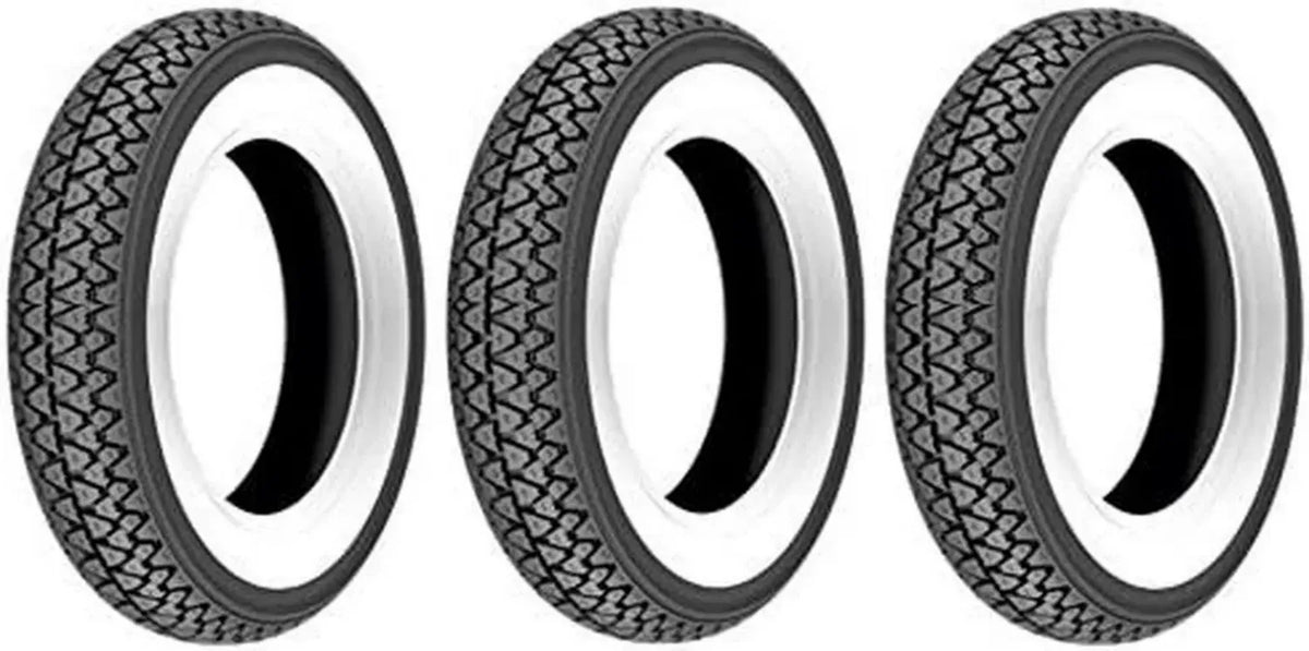 Set di 3 Pneumatici Kenda K333 a Fascia Bianca 3.50-10 per Piaggio Vespa PX