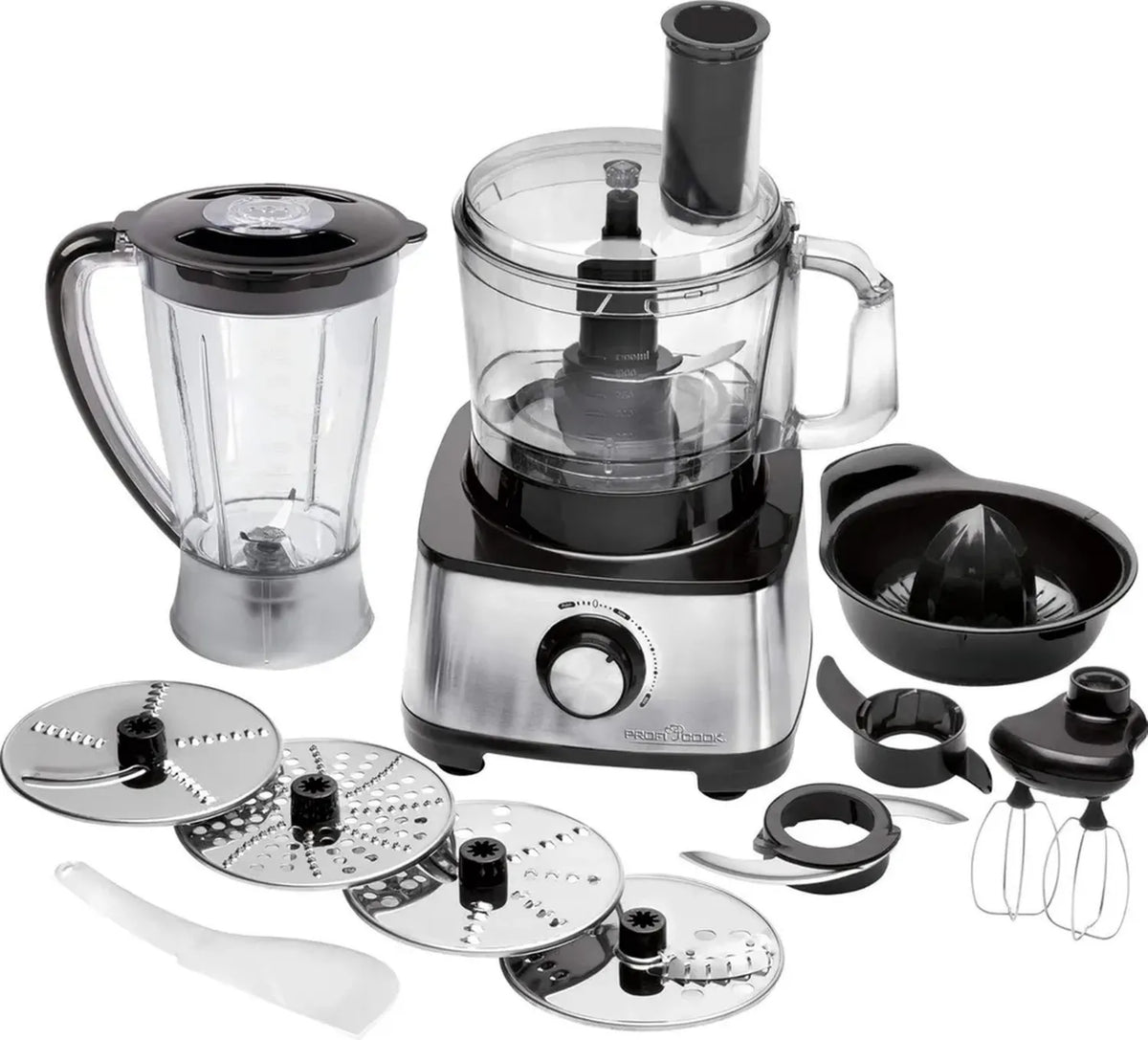 ProfiCook Robot da Cucina Multifunzione 3 in 1, 1200W, 11 Accessori, Velocità Regolabile