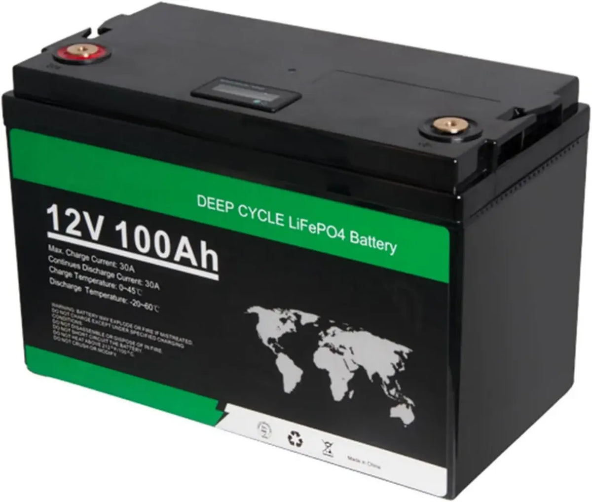 Batteria al Litio Lifepo4 12V 100Ah, Celle Grado A con BMS Integrato 100A, Ideale per Accumulo Energetico e Solare