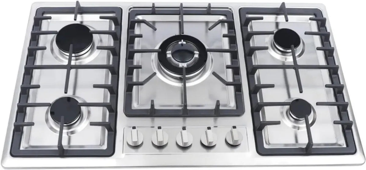 Piano cottura a gas in acciaio inox con 4 fuochi ad accensione rapida