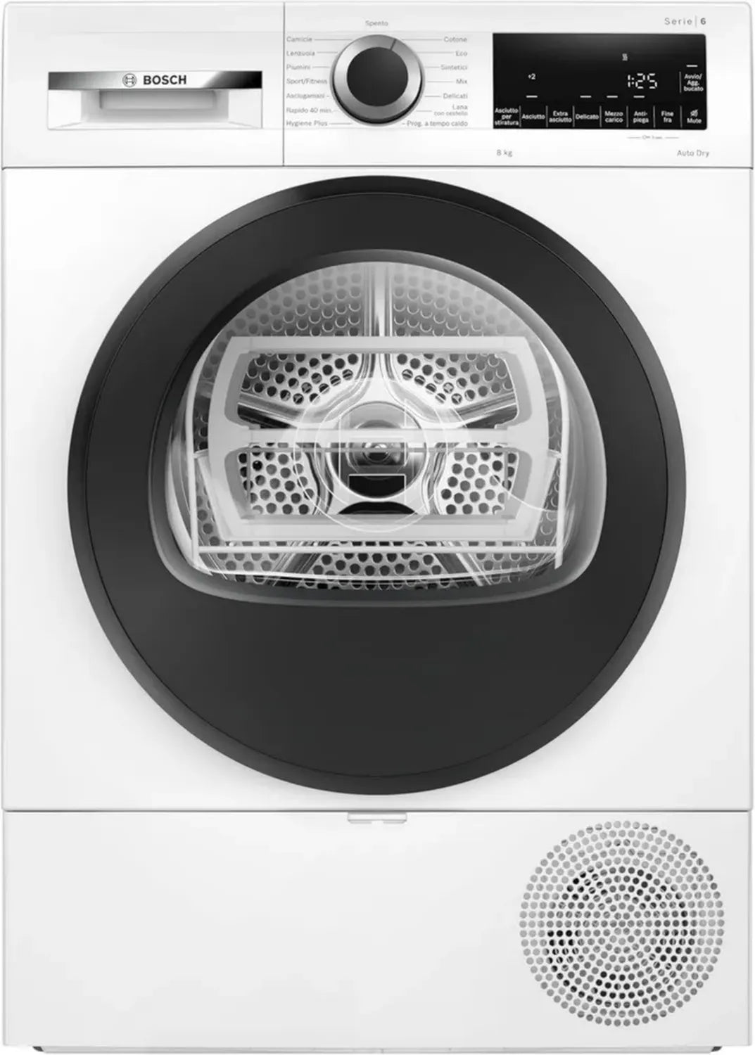 Bosch Serie 6 Asciugatrice a Pompa di Calore 8kg, Efficienza Energetica C, Sensori Intelligenti, Facile Pulizia, Cestello Lana, Bianco 60cm