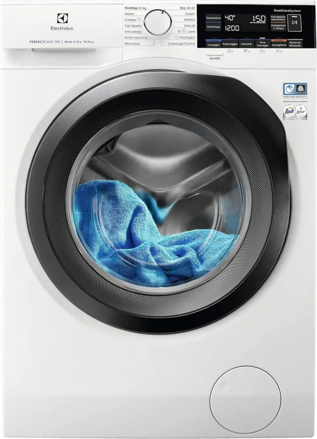 Electrolux DualCare 700 Lavatrice Asciugatrice Frontale, 10kg Lavaggio, 6kg Asciugatura, Tecnologia SteamCare e FreshScent, Sistema SensiCare, Programma Rapido 60 Minuti, Bianco, 847x597x636 mm