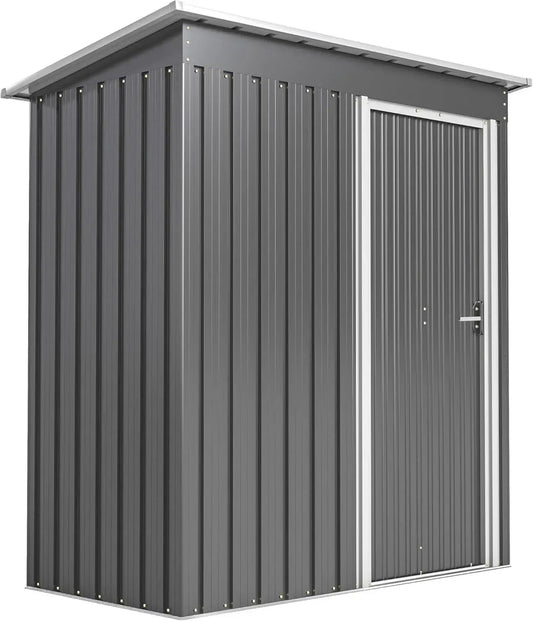 Capanno da Giardino in Acciaio 1.16m² con Porta Scorrevole e Tetto Inclinato, Grigio