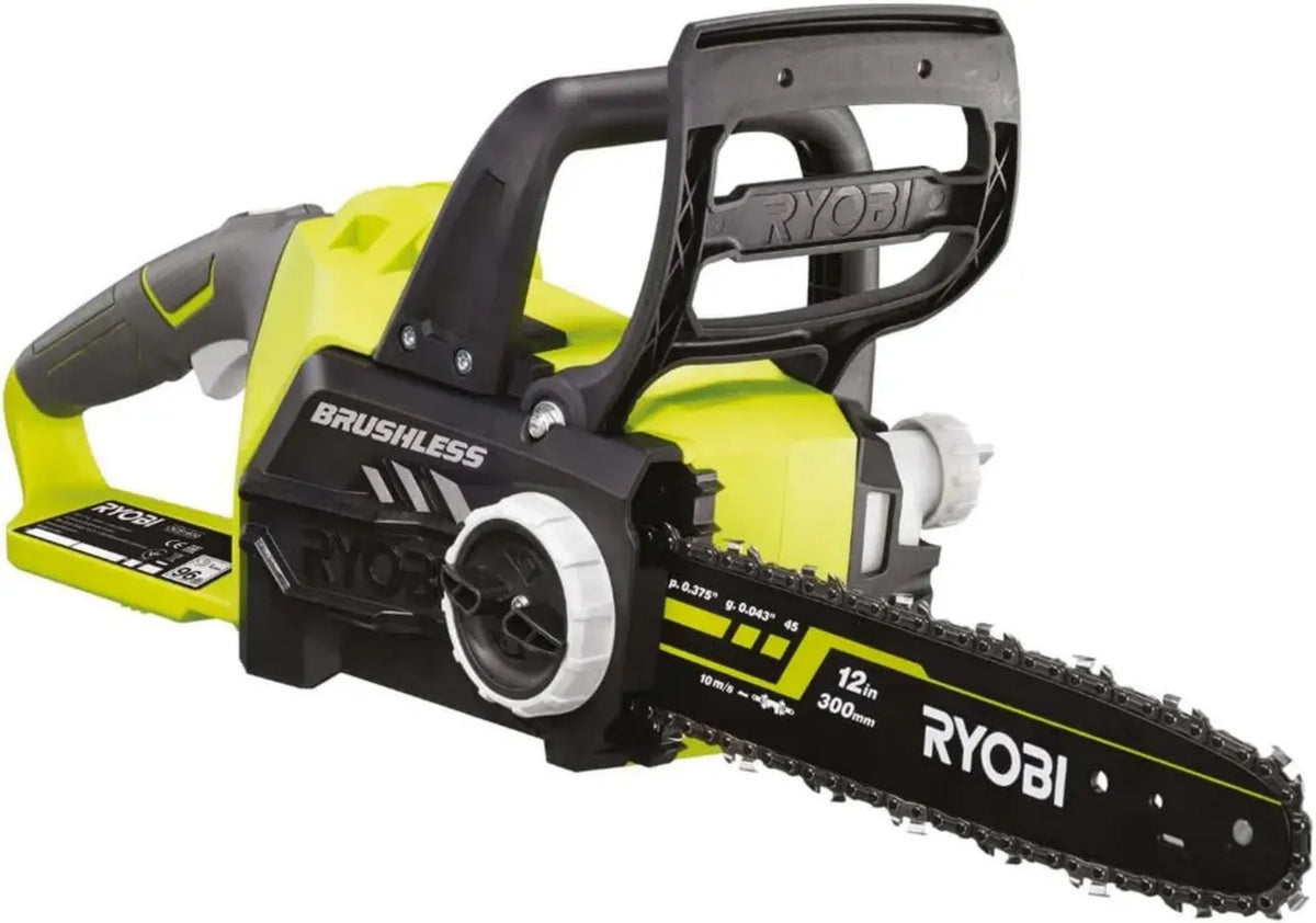 Ryobi Motosega Brushless 18V ONE+ con Impugnatura Ergonomica e Freno Catena, Barra 30cm, 10m/s, Batteria Non Inclusa