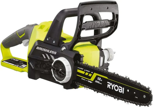 Ryobi Motosega Brushless 18V ONE+ con Impugnatura Ergonomica e Freno Catena, Barra 30cm, 10m/s, Batteria Non Inclusa