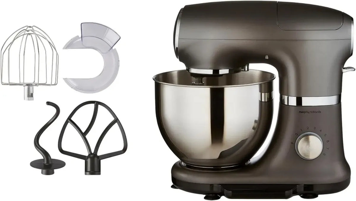 Impastatrice Planetaria Morphy Richards 5,5L in Alluminio, 8 Velocità con Timer e Accessori