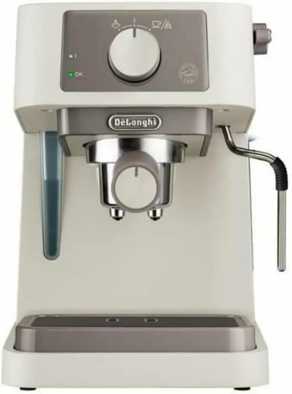 De'Longhi Stilosa EC235.CR Macchina Caffè Manuale con Sistema Cappuccino, Compatibile con Caffè Macinato e Capsule ESE, Serbatoio 1L, Caldaia Acciaio Inox, Crema