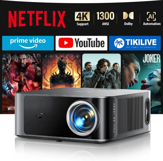 Proiettore 4K con Dolby Audio e WiFi 6, Autofocus AI per Home Theater e PS5