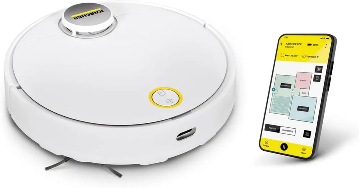 Aspirapolvere Robot RCV 3 Karcher - App, Navigazione LiDAR, 2500 Pa, 120 Min, Per Pavimenti e Tappeti
