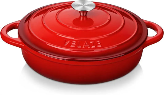 Velaze Casseruola in Ghisa Smaltata, Ideale per Induzione e Forno, Rosso, 28cm, 3.5L