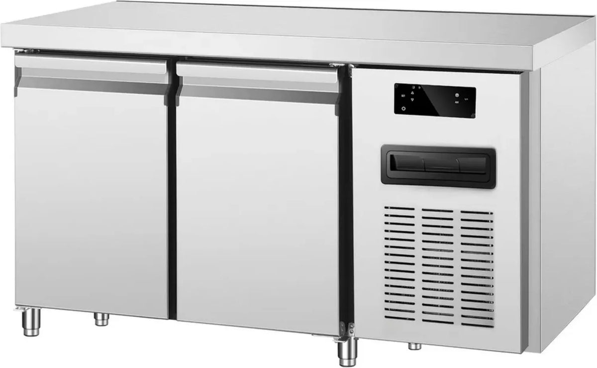 Tavolo Refrigerato Professionale 2 Ante in Acciaio Inox -2 +8°C 136x60x85 cm