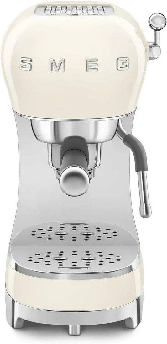 Smeg Macchina per Espresso Manuale con Sistema Cappuccino e Funzione Doppio Caffè, 1350W, Panna, Design Compatto