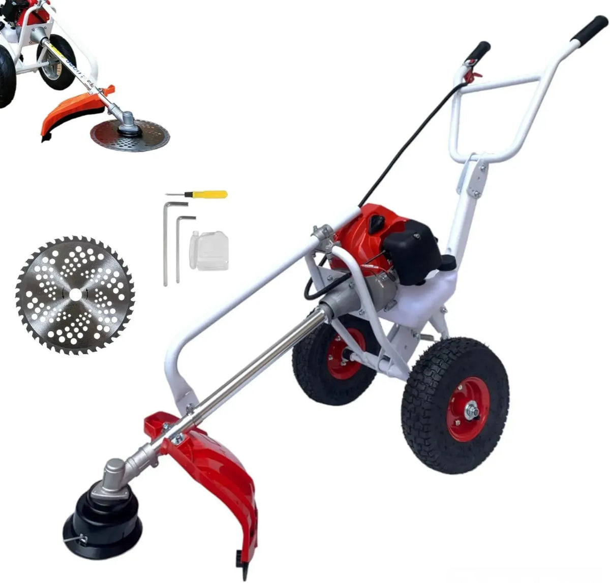 Decespugliatore a Benzina 63CC 2HP 2 Tempi con Ruote per Giardinaggio e Fai-da-te