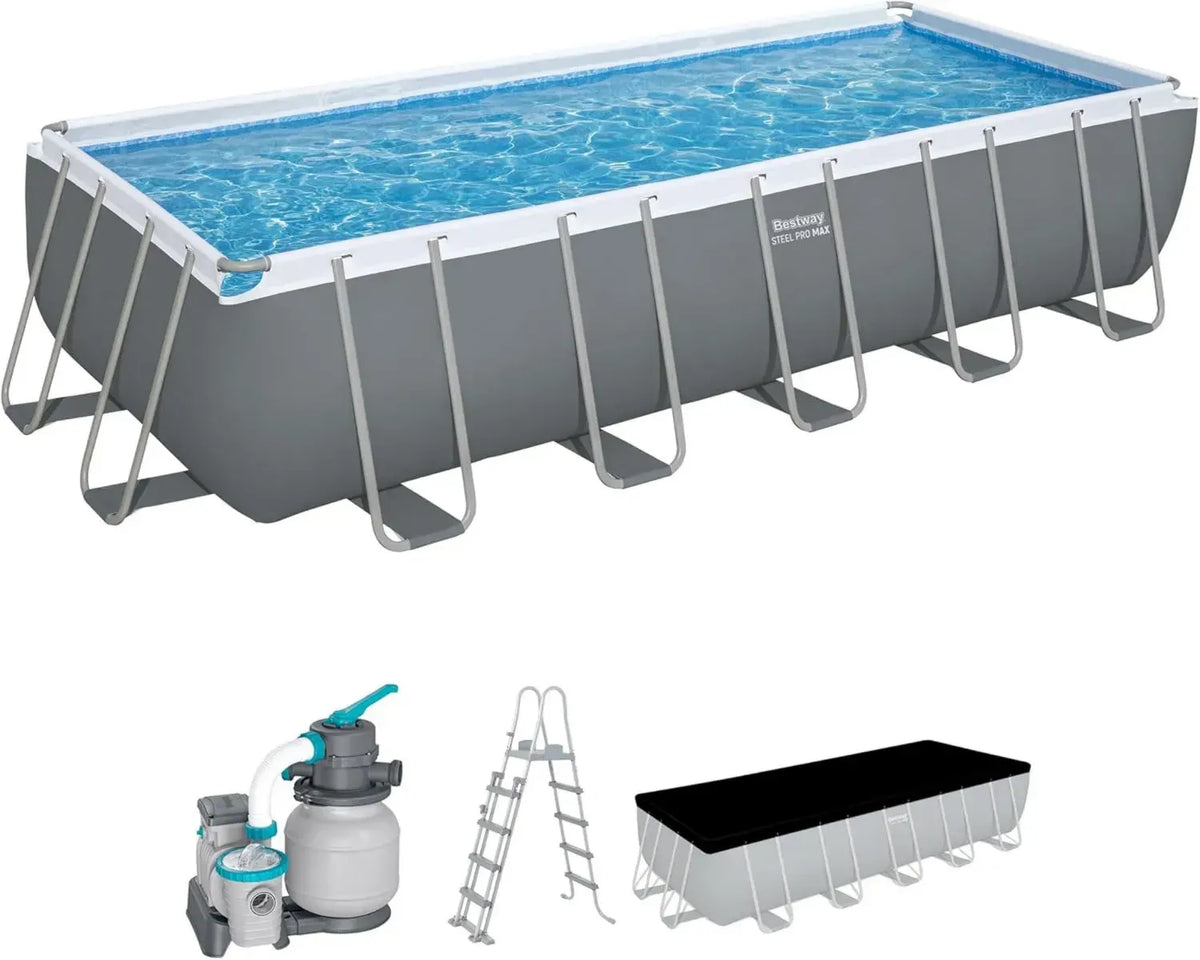 Piscina Fuori Terra Power Steel 6.40x2.74x1.32 m Grigio di Bestway