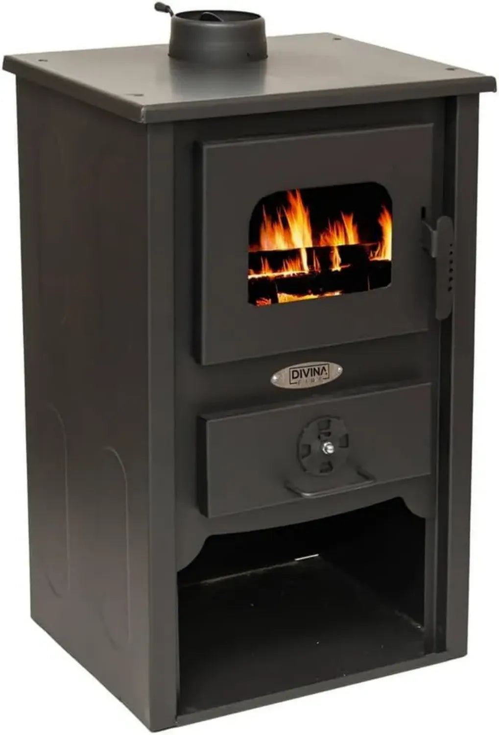 Stufa a legna in acciaio 7 kW, design compatto L 47 x P 37 x H 80 cm