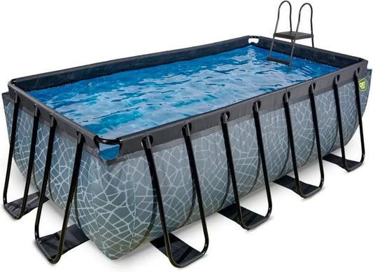 Piscina Rettangolare 400x200x122 cm con Filtro a Sabbia - Grigio EXIT