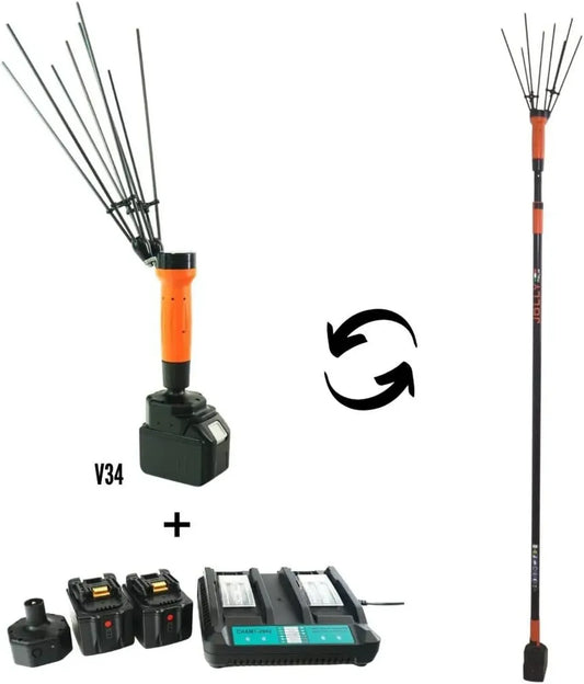 Raccoglitore Olive a Batteria Tekna Garden Jolly V34 con Asta Telescopica 170-310 cm