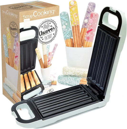 Macchina per Churros con Piastra Antiaderente e Rotazione a 180°, Verde - Churros Fatti in Casa