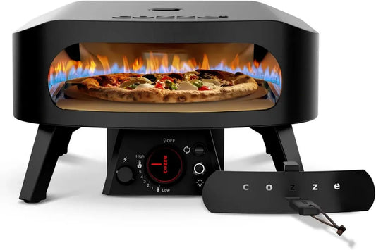 Forno a Gas per Pizza Cozze, Rotante, Nero, Ø 34,5 cm, 600°C, Pronto in 2 Minuti