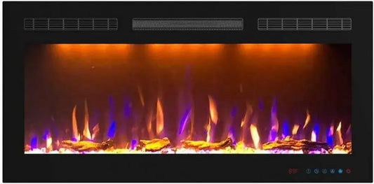 Camino Elettrico da Parete Wi-Fi da 107 cm con Fiamma Regolabile e Termostato