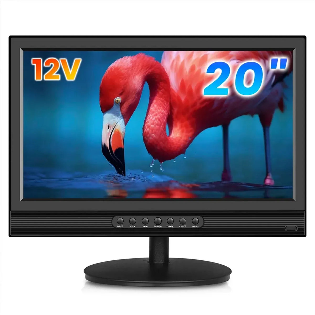 Televisore 19' con DVB-T2 HEVC, HDMI, USB, RCA, VGA, Adatto per Camper e Cucina