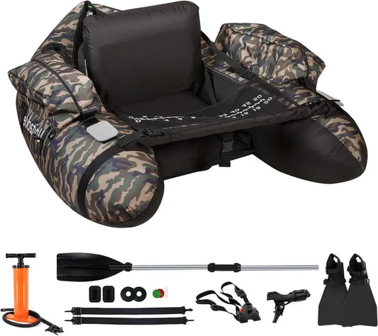 Set galleggiante gonfiabile per pesca con accessori completi, capacità 130 kg