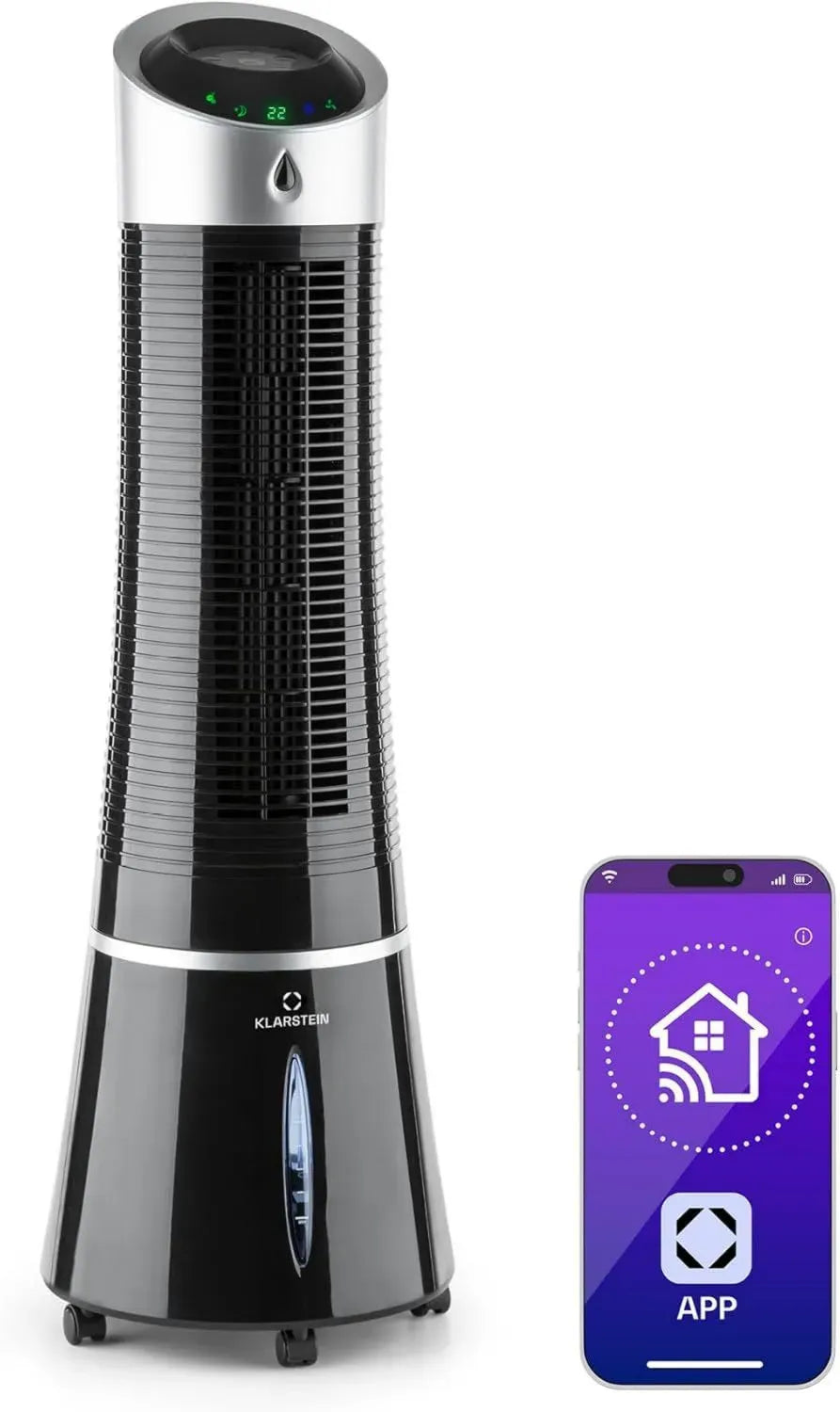Raffrescatore Evaporativo Portatile 4in1 con Ventilatore e Umidificatore, 6L, 30W, 210m³/h, Klarstein Nero
