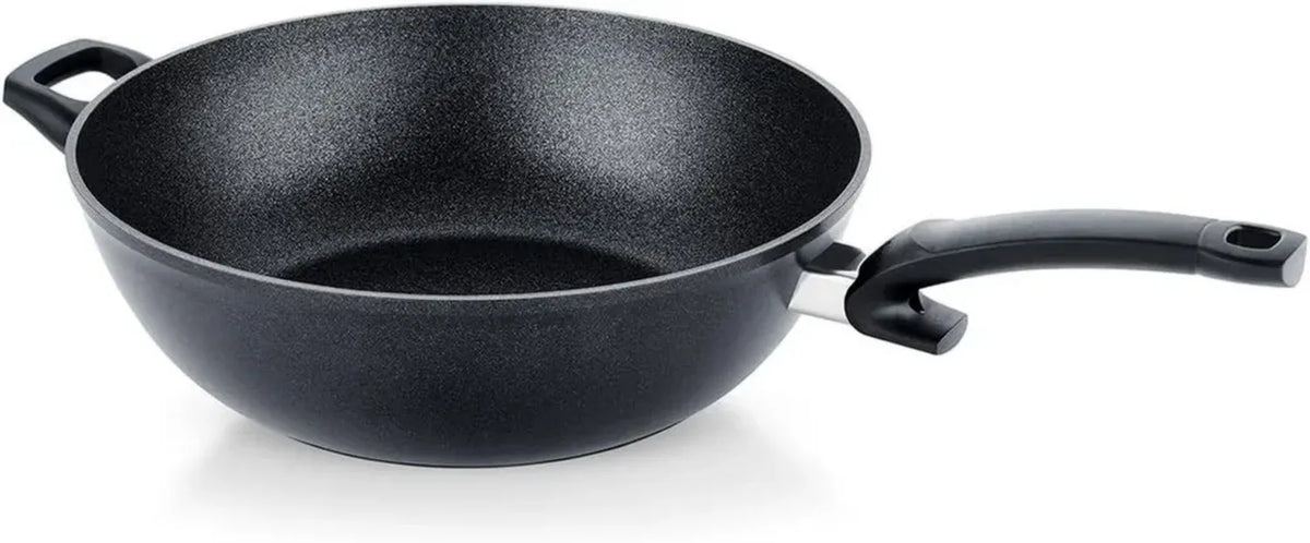 Padella Wok Antiaderente in Alluminio, 32 cm, Colore Nero