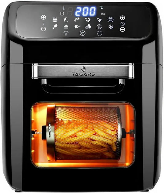 Friggitrice ad Aria 12L con Display Digitale e 12 Programmi, Timer e Temperatura Regolabili, 1800W, Nero