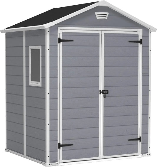 Casetta da Giardino in Resina Keter Manor 6x5, Grigio, 185x152x226 cm
