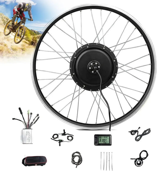 Kit di Conversione E-Bike 48V 1000W/1500W con Ruota 20'-700C e Motore al Mozzo Posteriore con Display LCD e Sensore Pedalata Assistita