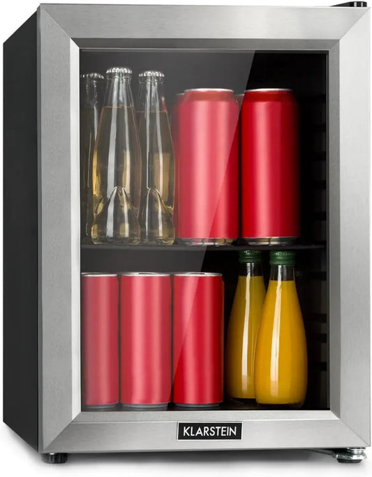 KLARSTEIN Mini Frigorifero Harlem, Raffreddamento a Compressione, 23L, 5 Livelli: 0-10°C, Silenzioso a 39 Db, Griglia Metallica, Colore Nero