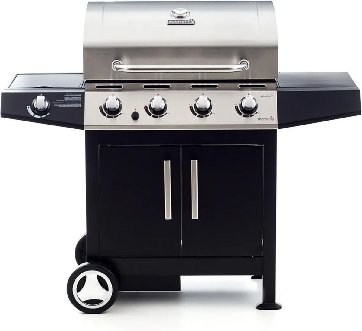 Barbecue a Gas Sochef Golosone 4 Bruciatori, Colore Nero e Acciaio, 57x136x115 cm