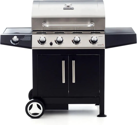 Barbecue a Gas Sochef Golosone 4 Bruciatori, Colore Nero e Acciaio, 57x136x115 cm