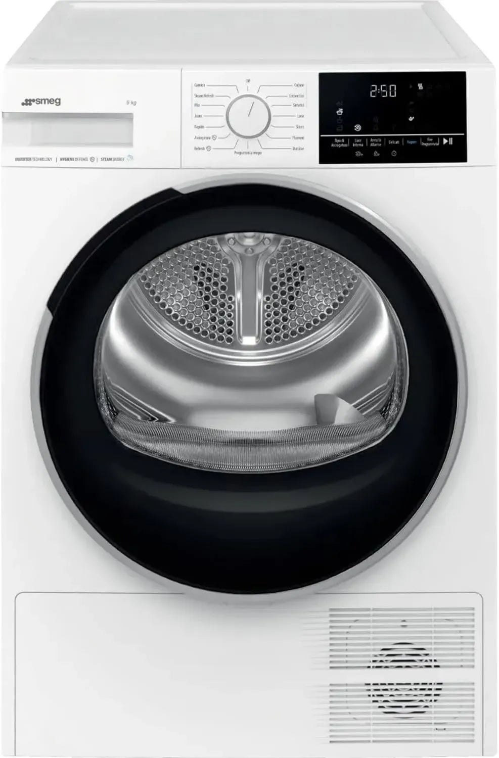 Asciugatrice 9 kg con Pompa di Calore e Inverter, Caricamento Frontale, Classe Energetica D