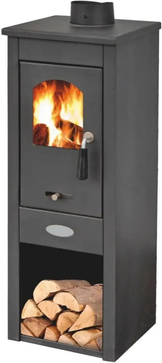 Stufa a Legna 7kW in Acciaio Antracite per Riscaldamento Domestico