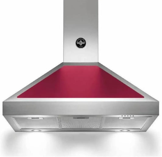 Cappa Aspirante da Parete K90AMHVIA/19 800 m³/h in Rosso e Acciaio Inossidabile
