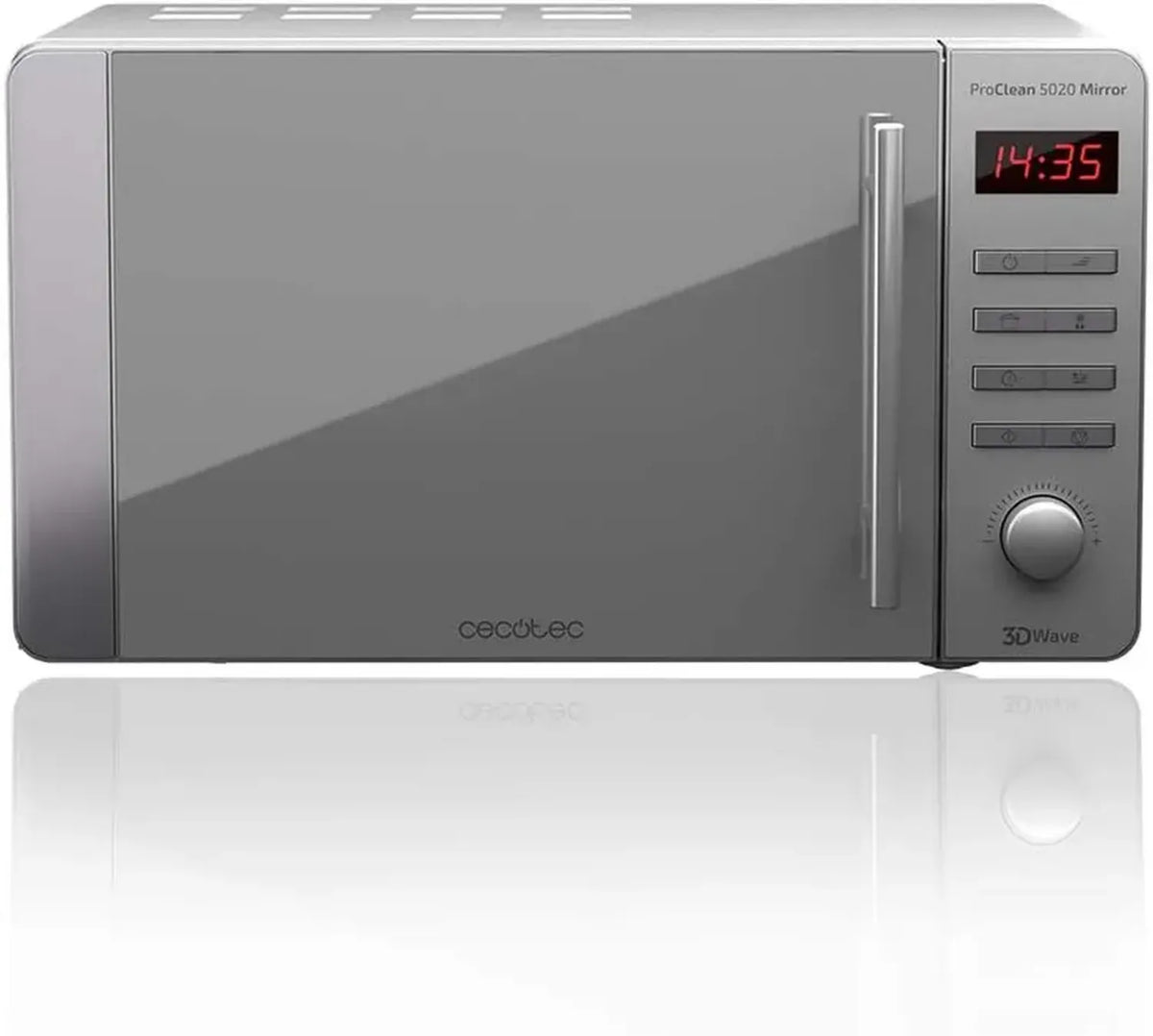 Microonde Cecotec ProClean 5020, 700W, 20L, Rivestimento Ready2Clean, Tecnologia 3DWave, Design a Specchio, Manico in Acciaio Inox, 8 Programmi