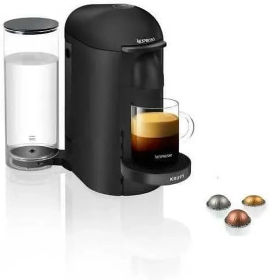 Macchina da Caffè Espresso Vertuo Plus di Nespresso Krups, Nero Opaco, 5 Formati di Tazza, 1,8L