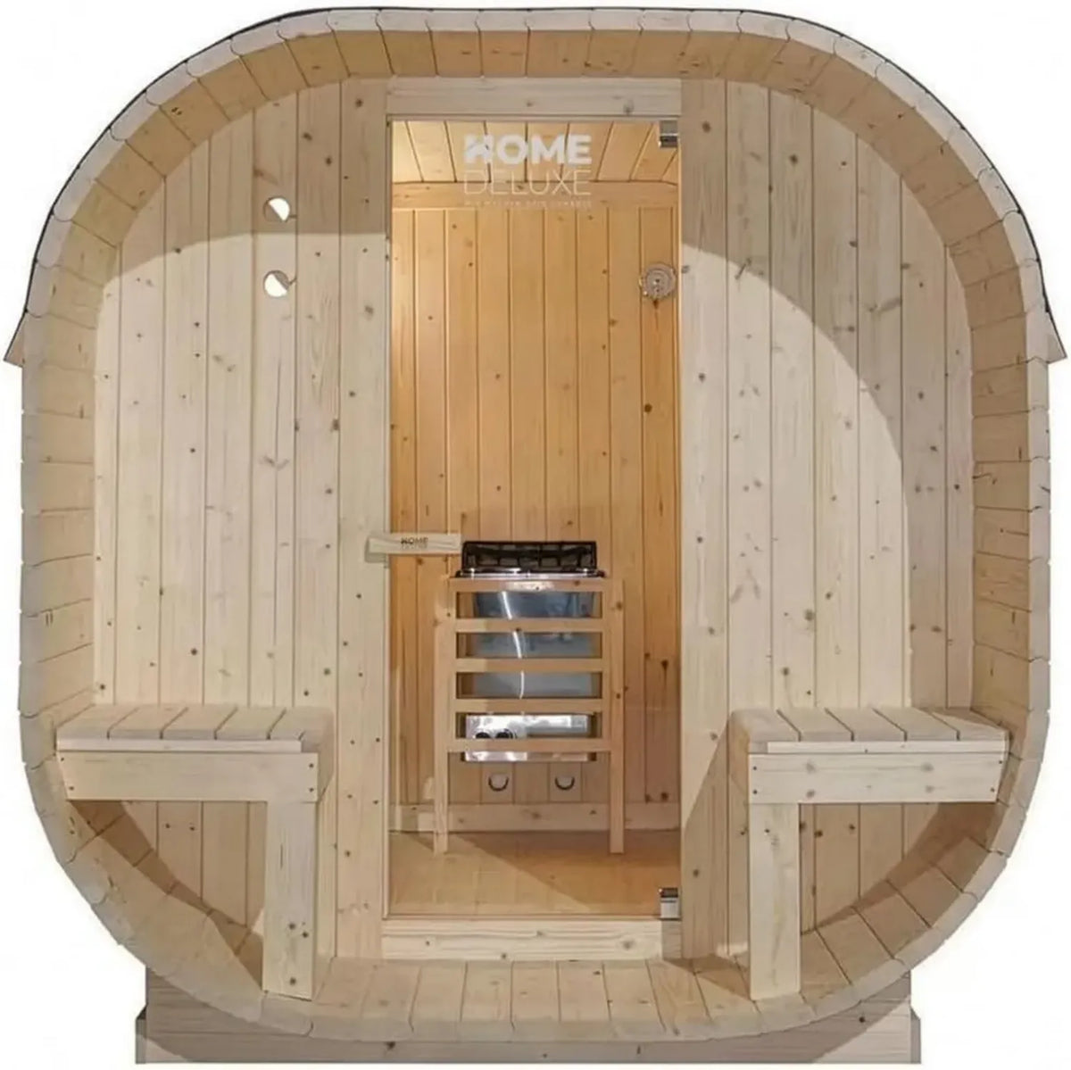 Sauna Esterna Cubo L in Abete Rosso con Stufa, 4 Persone