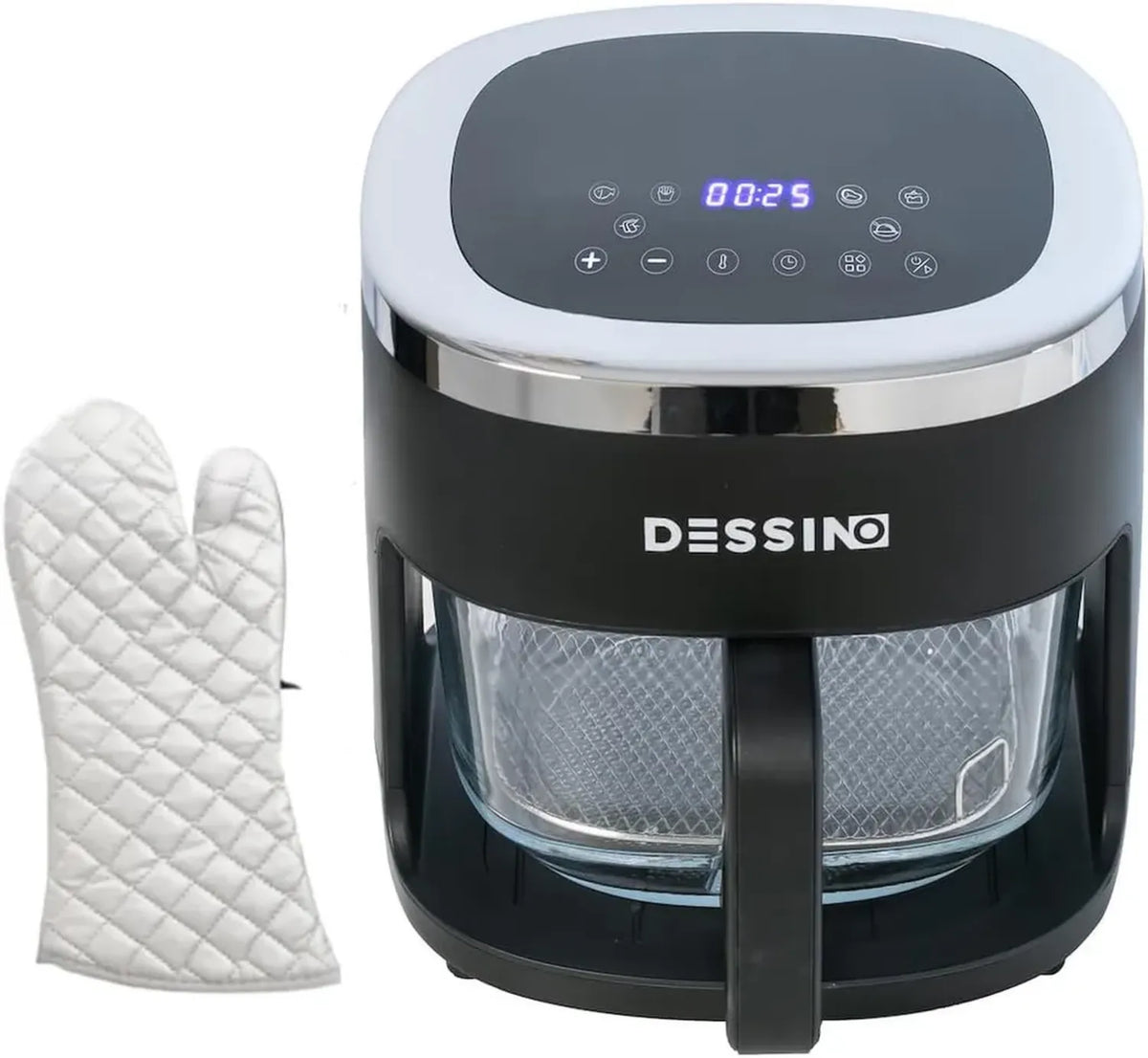Friggitrice ad aria XL 5.5L, controllo touch, spegnimento automatico, vista panoramica 360°, 6 programmi preimpostati