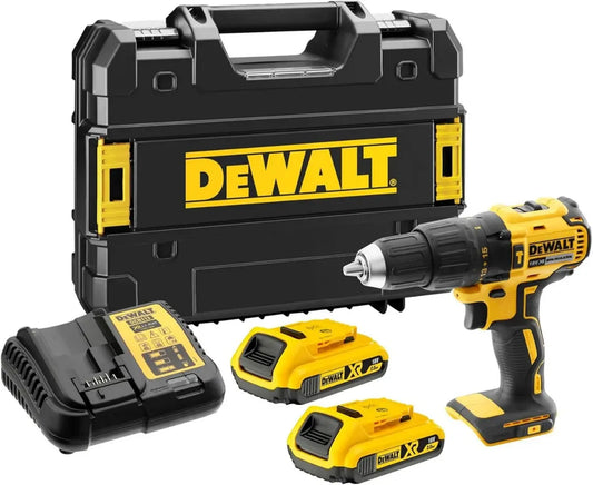 Trapano Avvitatore DEWALT 18V XR Senza Fili, Brushless, 2 Batterie 2Ah, Valigetta e Caricabatterie