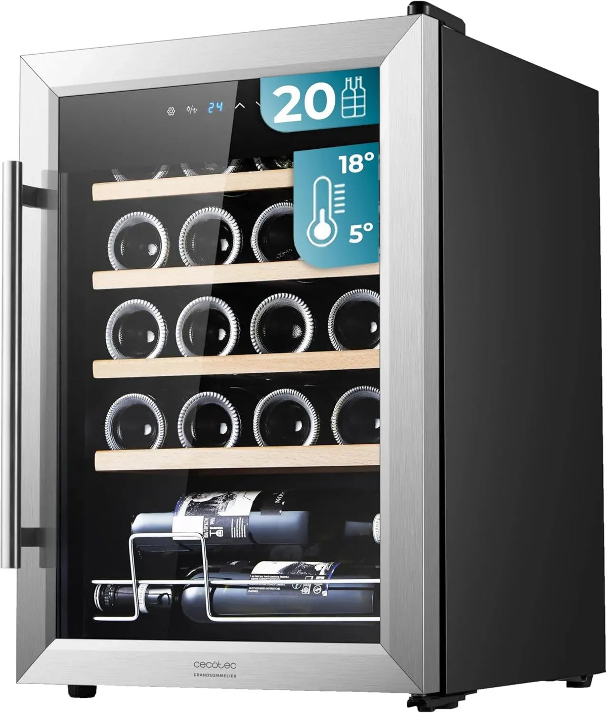 Cantinetta Vino 24 Bottiglie Cecotec con Temperatura Regolabile
