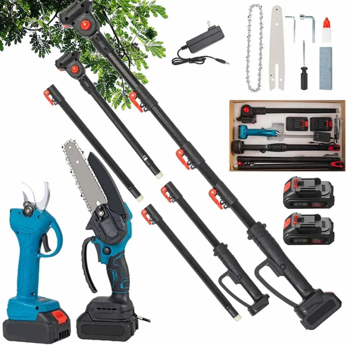 Strumenti da Potatura Elettrici 3 in 1 con Mini Motosega 6 Pollici e Prolunga 2m